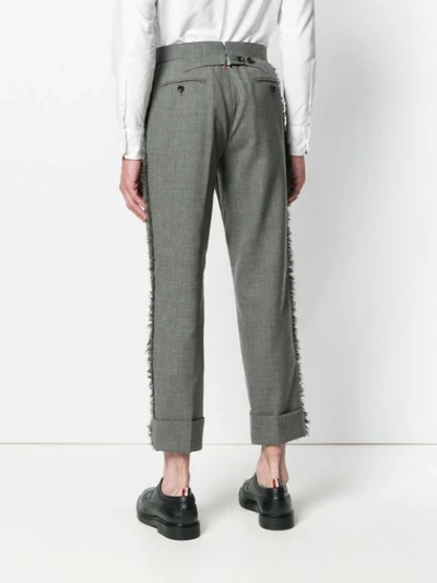 Shop Thom Browne Frayed Edge Classic-fit Trouser In Grey