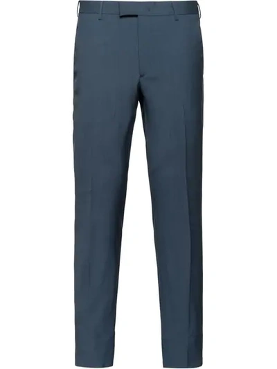 Shop Prada Straight-leg Tailored Trousers In Blue