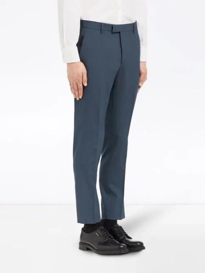 Shop Prada Straight-leg Tailored Trousers In Blue