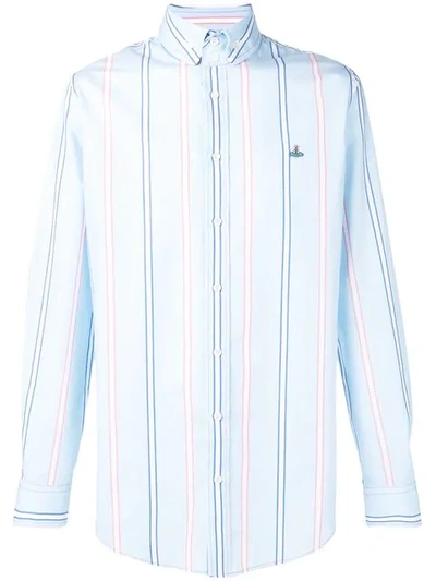 Shop Vivienne Westwood Striped Button Down Shirt In Blue