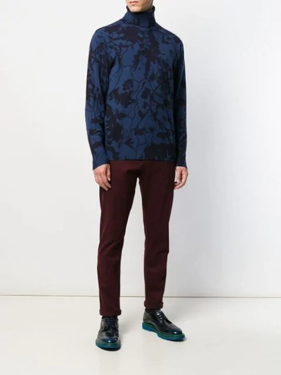 Shop Etro Roll Neck Sweater In Blue