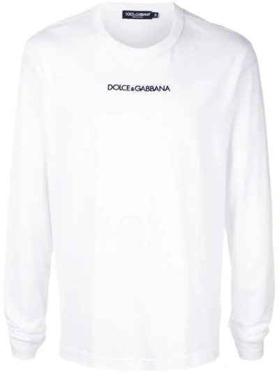 Shop Dolce & Gabbana Logo Print Jersey Top In White
