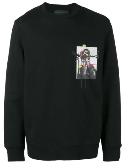 Shop Diesel Black Gold Dripping Soldier Print Sweatshirt In Black