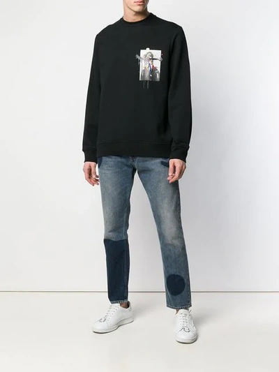 Shop Diesel Black Gold Dripping Soldier Print Sweatshirt In Black