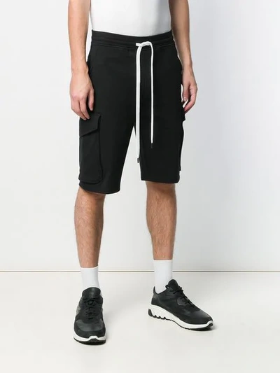Shop Neil Barrett Sweat Shorts In 042 Black/offwhite