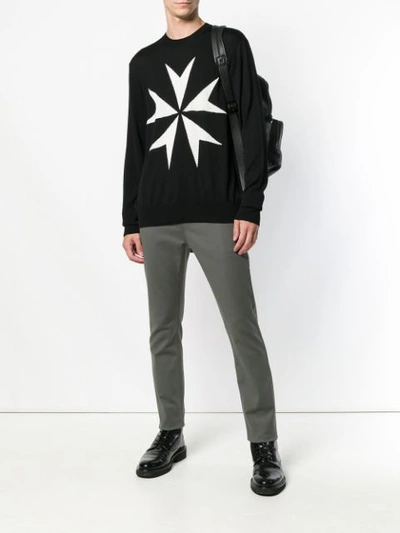 Shop Neil Barrett Military Star Sweater - Black