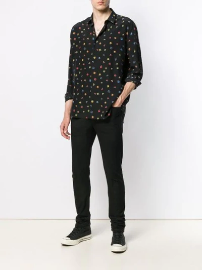 Shop Saint Laurent Geometric Print Shirt In Black