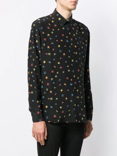 Shop Saint Laurent Geometric Print Shirt In Black