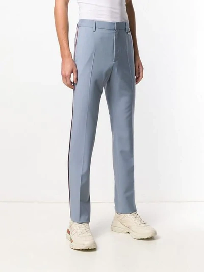 Shop Valentino City Uniform Side Stripe Trousers In Blue
