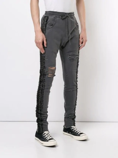 Shop Alchemist Distressed Jogging Trousers In Grey