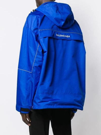 Balenciaga Logo Windbreaker Jacket In Blue | ModeSens