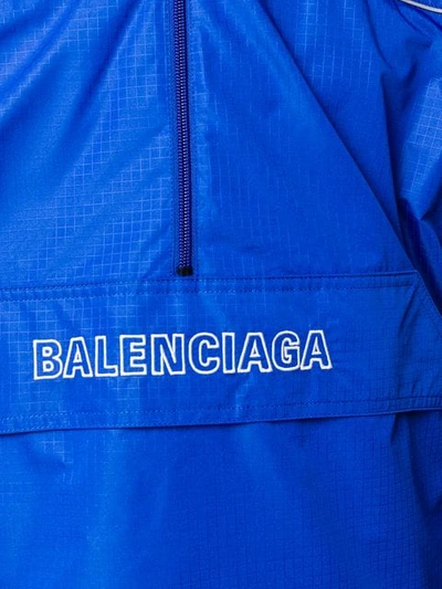 Shop Balenciaga Logo Windbreaker In Blue