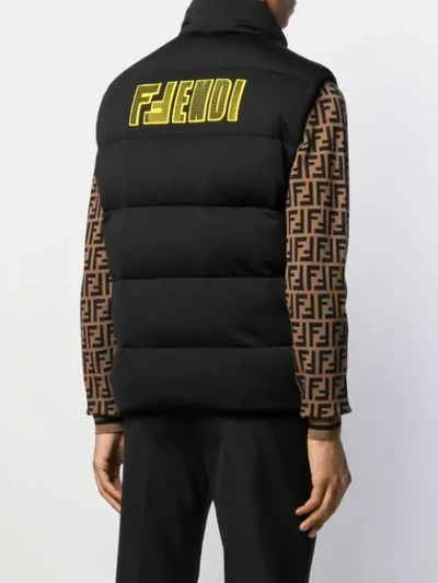 Shop Fendi F Logo Gilet In F17w0-black+fluo Yellow