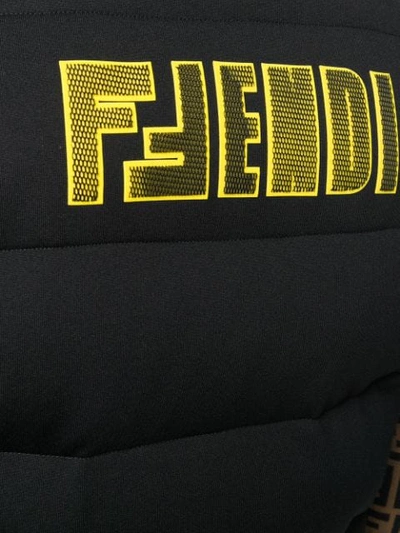 Shop Fendi F Logo Gilet In F17w0-black+fluo Yellow