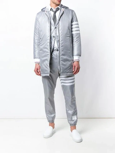 Shop Thom Browne 4-bar Down Fill Long Ripstop Bomber In Grey