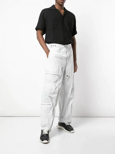 Shop Maison Margiela Zippered Grid Parachute Trousers In White