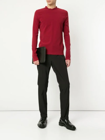 Shop Namacheko Mandarin Collar Sweater - Red