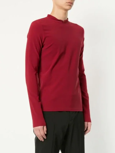 Shop Namacheko Mandarin Collar Sweater - Red
