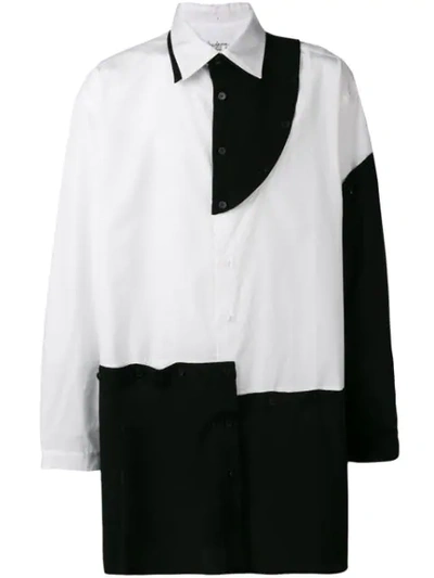 Shop Yohji Yamamoto Contrast Patchwork Shirt In White