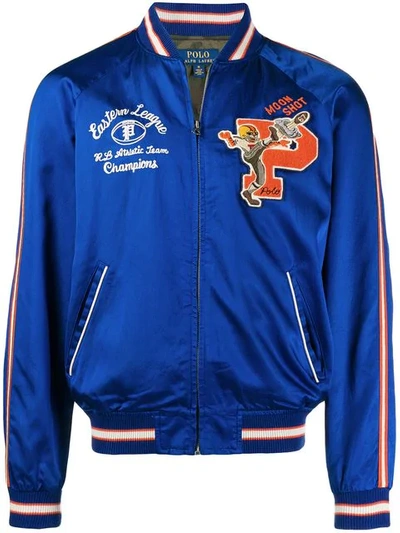 Shop Polo Ralph Lauren Letterman Bomber Jacket In Blue