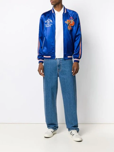 Shop Polo Ralph Lauren Letterman Bomber Jacket In Blue
