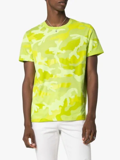 Shop Valentino Camouflage Print T-shirt In Yellow