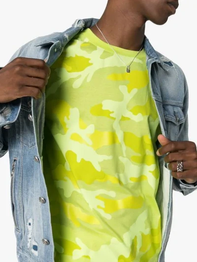 Shop Valentino Camouflage Print T-shirt In Yellow