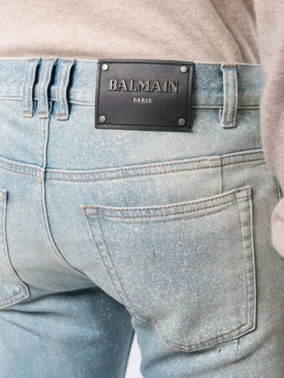 Shop Balmain Washed Out Jeans In Blue
