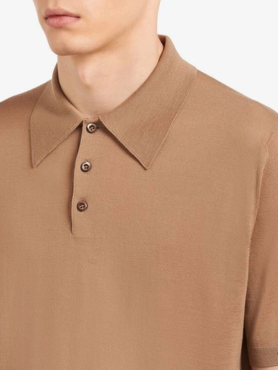 Shop Prada Knitted Polo Shirt In Neutrals
