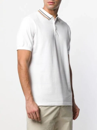 Shop Brunello Cucinelli Striped Collar Polo Shirt In White