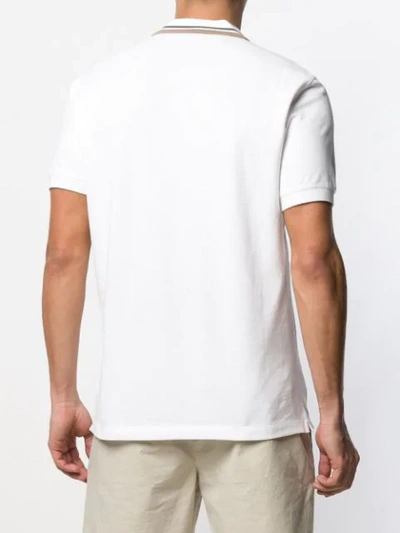 Shop Brunello Cucinelli Striped Collar Polo Shirt In White