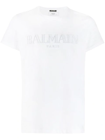 Shop Balmain Logo Patch T-shirt In White