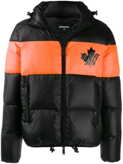 Dsquared2 Panelled Quilted Shell Puffer Jacket In Black | ModeSens