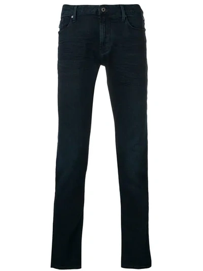 Shop Emporio Armani Regular Slim Fit Trousers In Blue