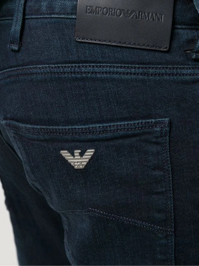 Shop Emporio Armani Regular Slim Fit Trousers In Blue