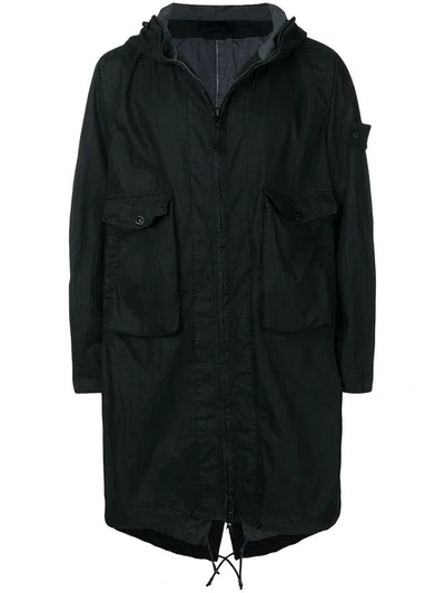 Shop Stone Island Ghost Hooded Raincoat In Black
