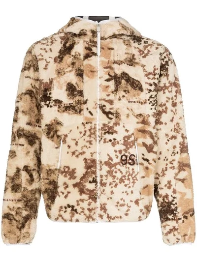 Shop Alyx Printed Hooded Fleece Jacket In Neutrals