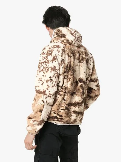 Shop Alyx Printed Hooded Fleece Jacket In Neutrals