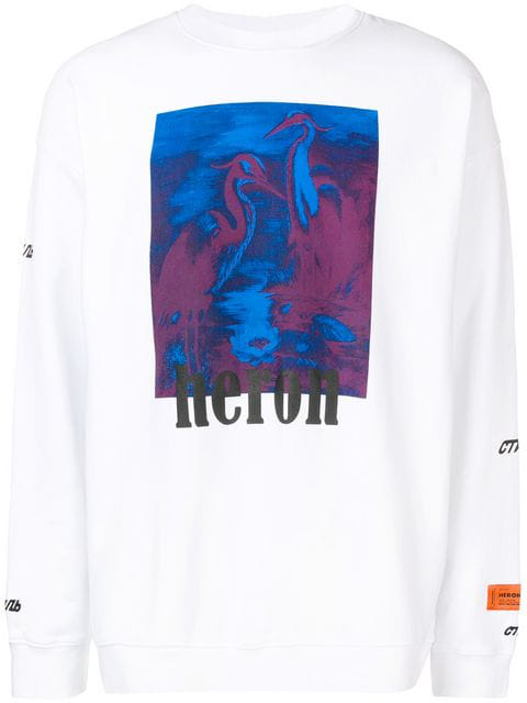 heron bird slogan print hoodie