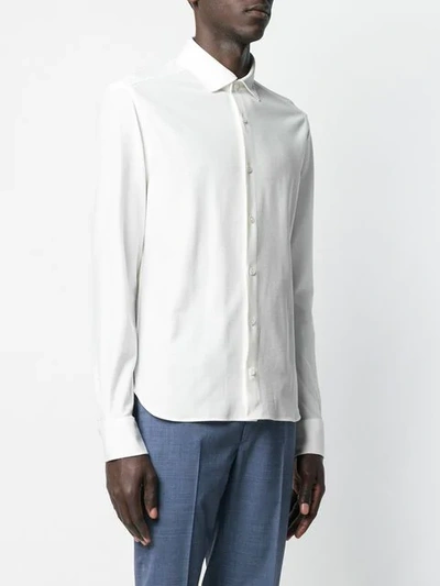 Shop Ermenegildo Zegna Long Sleeved Polo Shirt In White