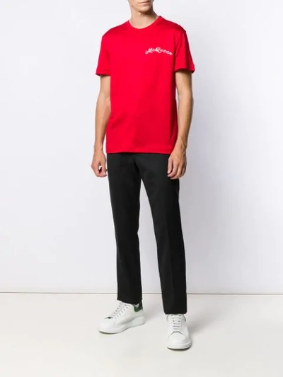Shop Alexander Mcqueen Embroidered Signature T In Red