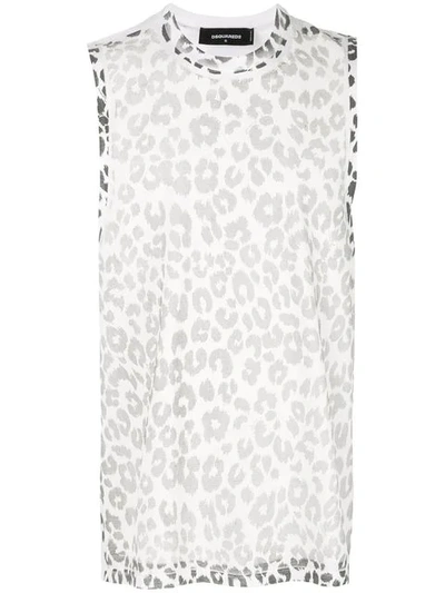 Shop Dsquared2 Leopard Print Vest Top In White ,grey