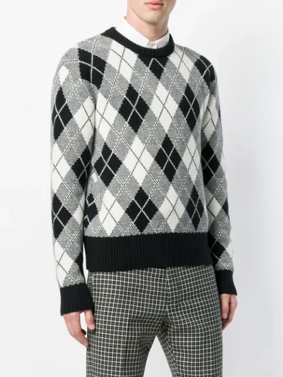 Shop Ami Alexandre Mattiussi Argyle Jacquard Crew Neck Sweater In Black