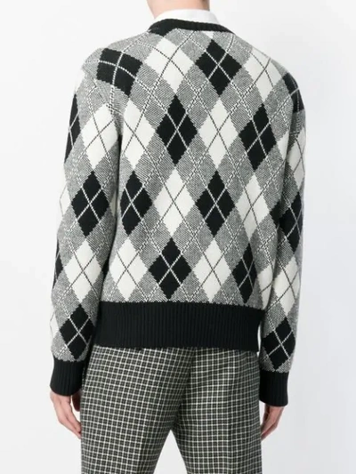 Shop Ami Alexandre Mattiussi Argyle Jacquard Crew Neck Sweater In Black
