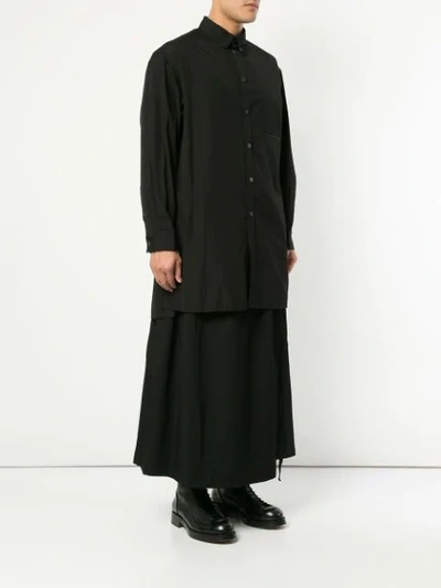 Shop Yohji Yamamoto Long Length Shirt In Black