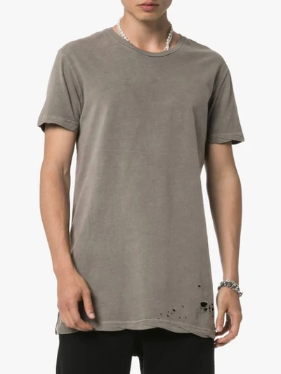 Shop Ksubi T-shirt In Distressed-optik In  Grey 