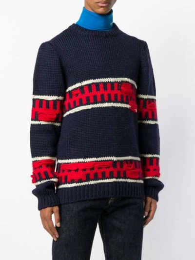 distressed striped sweter
