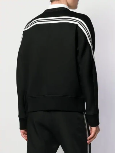 Shop Neil Barrett Striped Sleeved Sweatshirt In Black