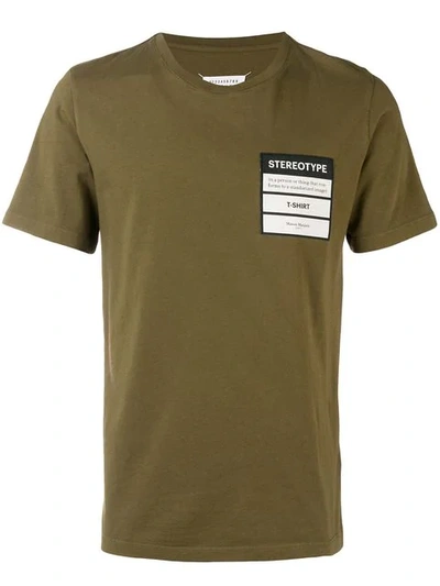 Shop Maison Margiela Stereotype Patch T-shirt In 727 Olive