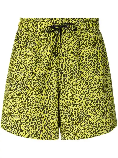 Shop Amiri Leopard Print Swim Shorts In Yellow